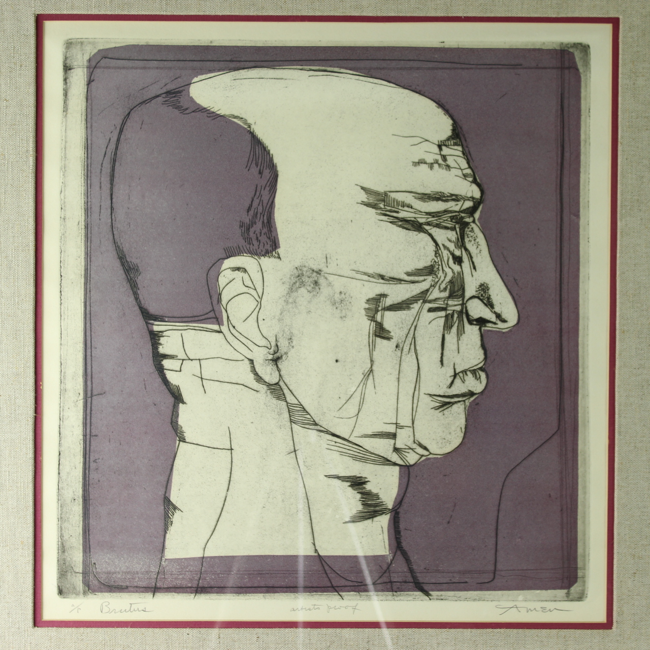 Irving Amen, Etching, Titled |Brutus|, Artists Proof
