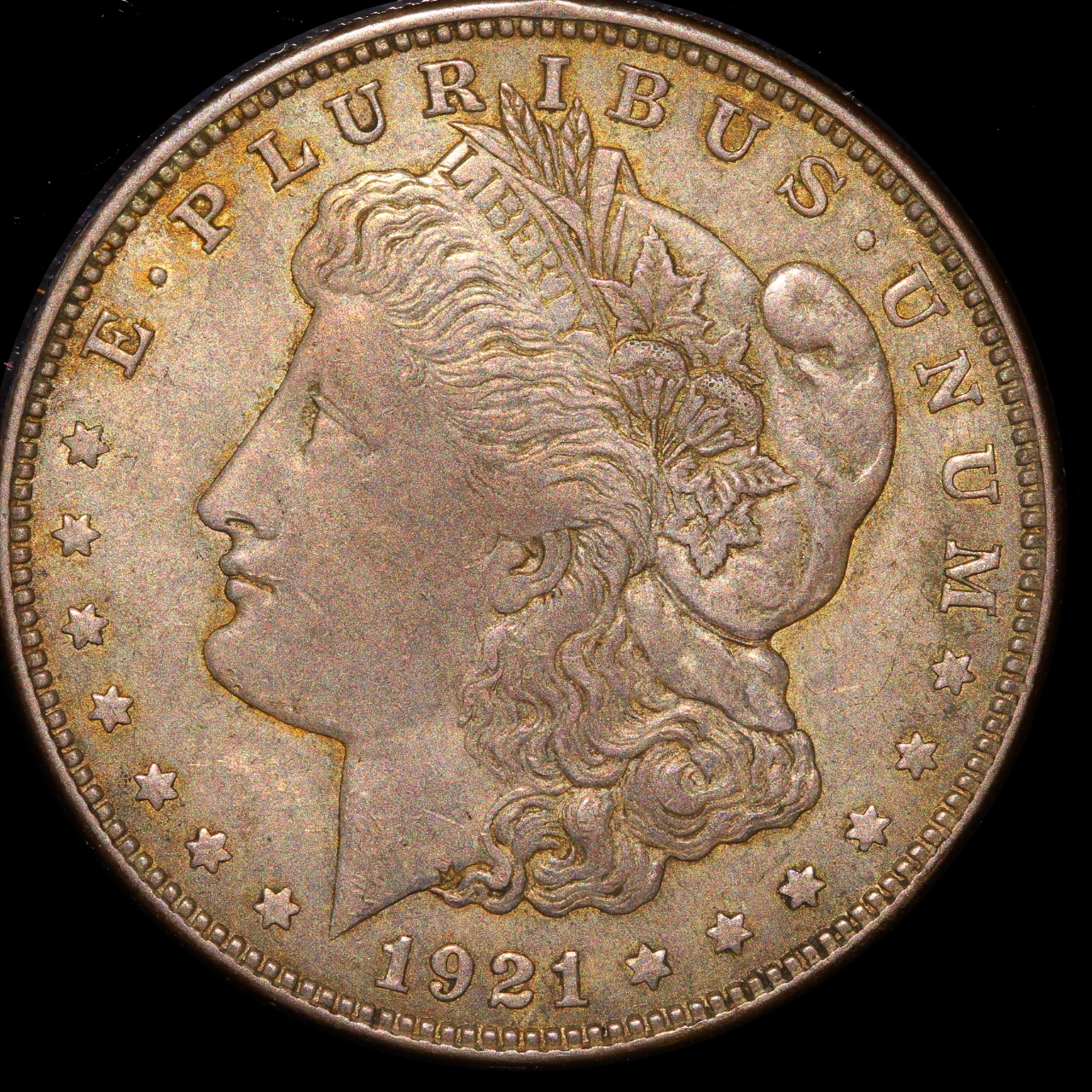 1921-D Morgan 1 Dollar, Nicely toned, AU-Grade+