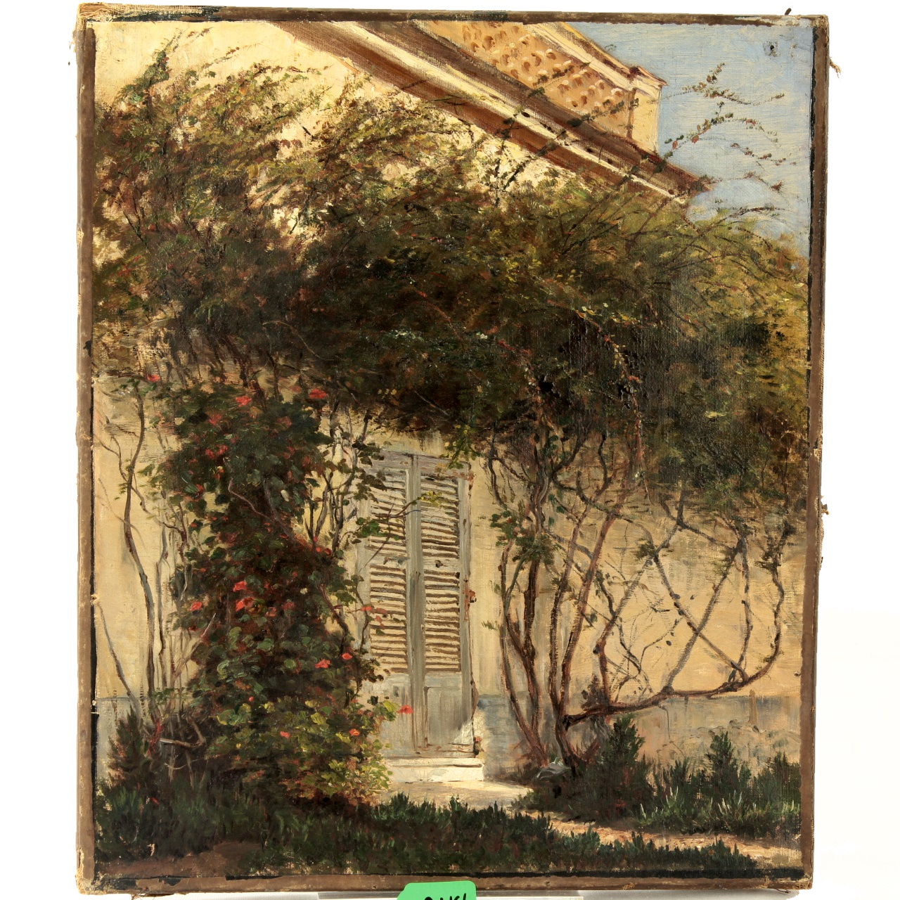 Oil on Canvas C. 1900 Doorway with Vines A La Provence