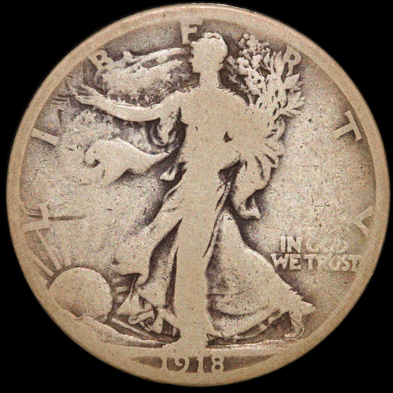 1918-S Walking Liberty Half Dollar, VG-8