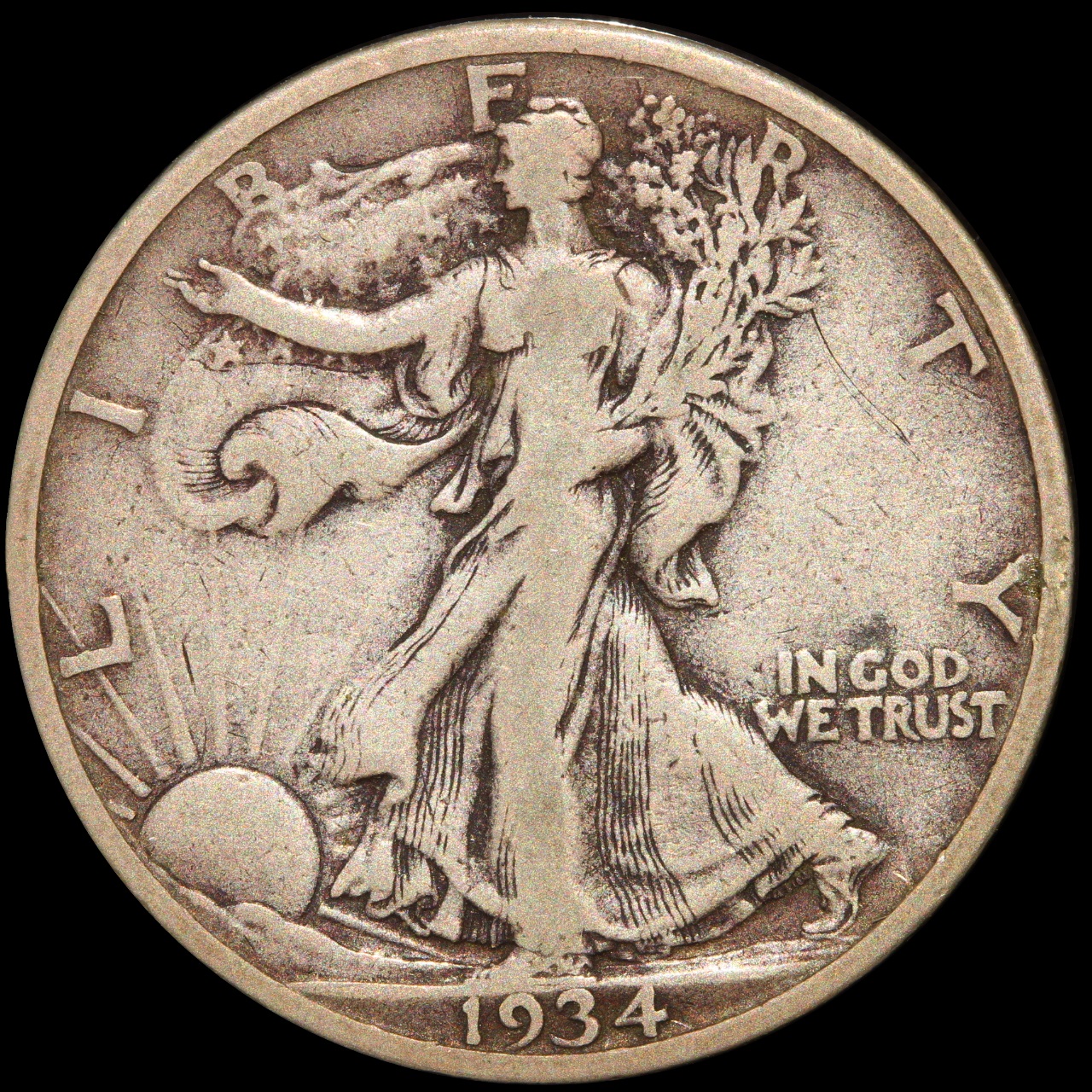1934-S Walking Liberty Half Dollar, VF-30