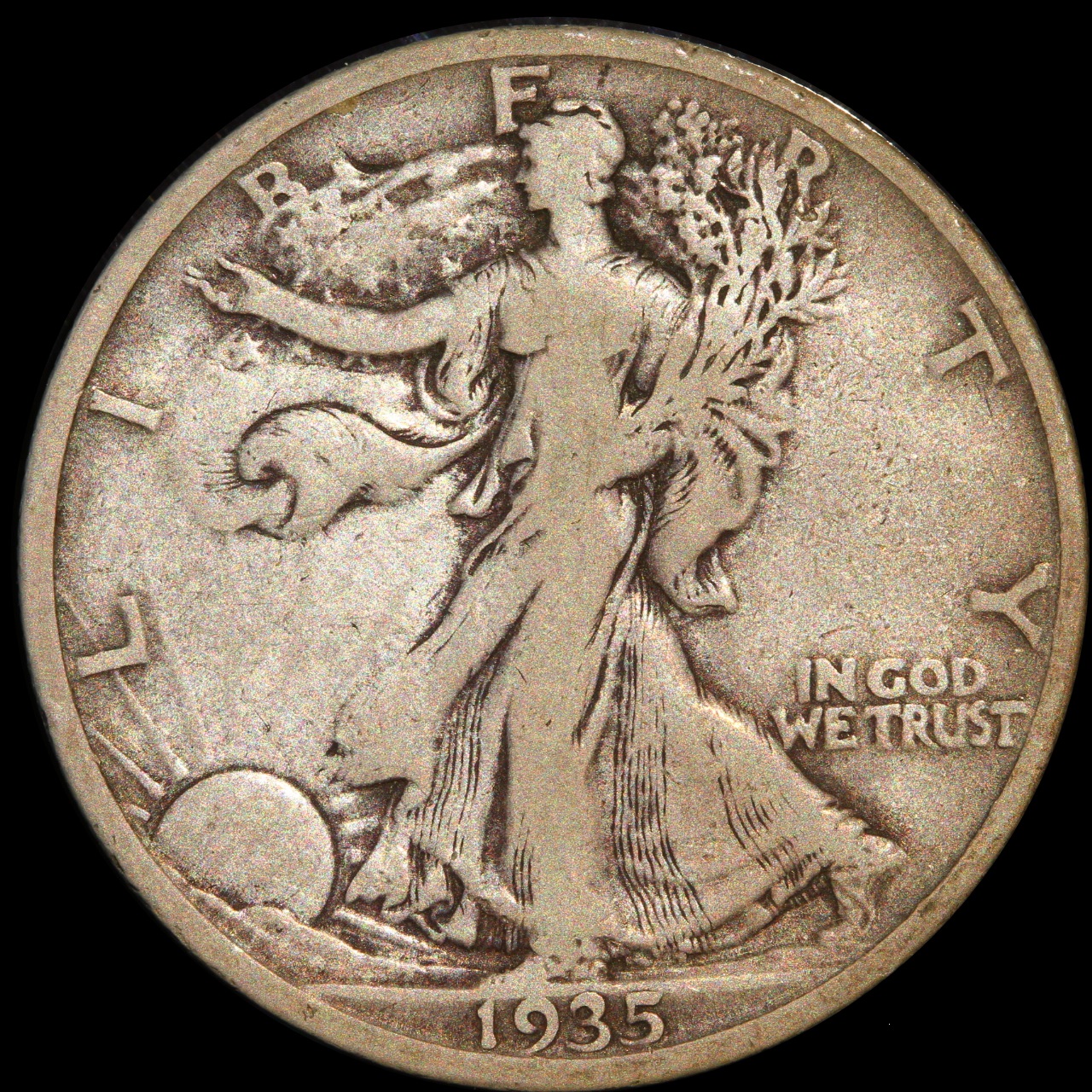 1935-S Walking Liberty Half Dollar, VF