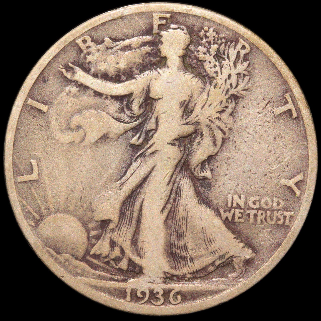 1936-S Walking Liberty Half Dollar, VF-20