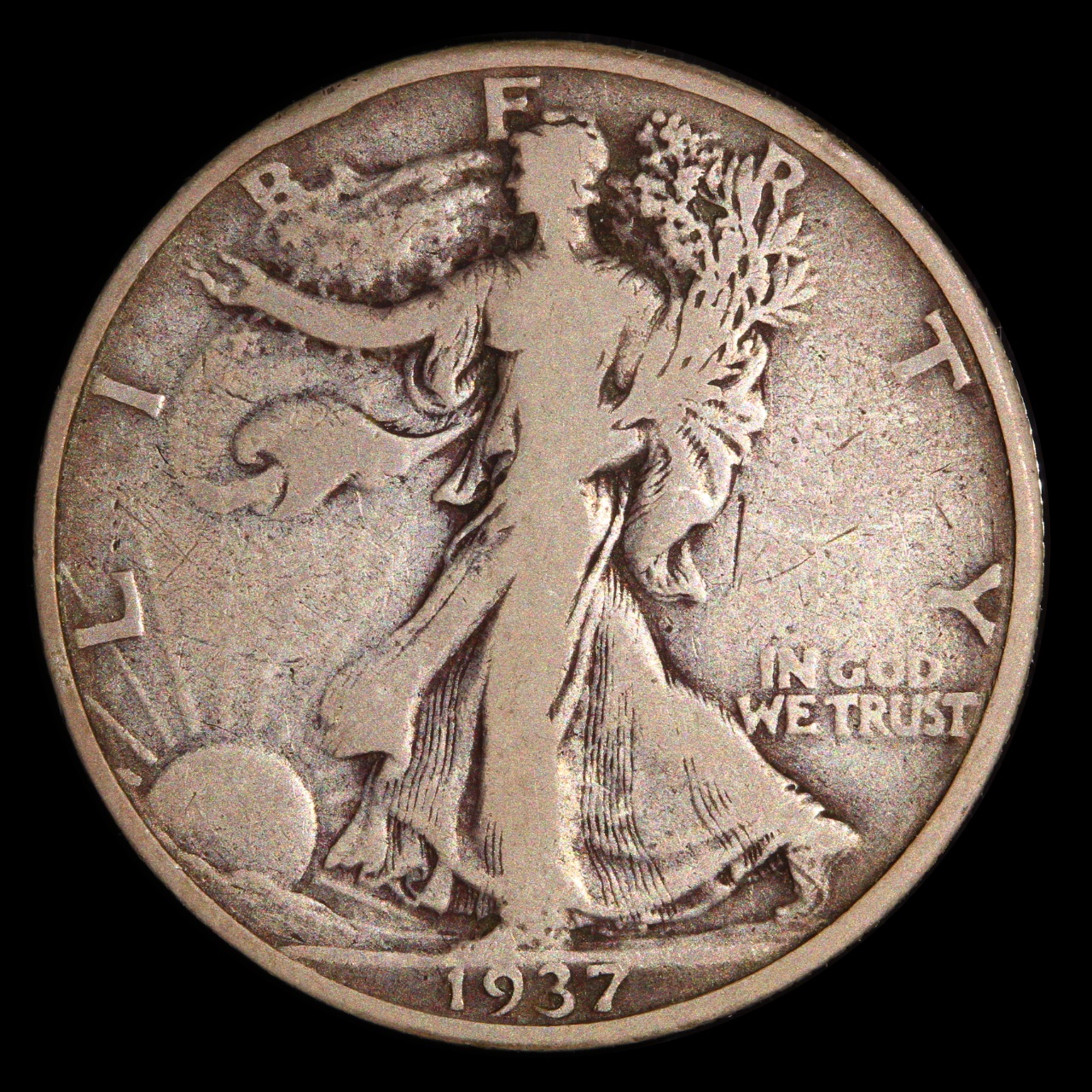 1937 Walking Liberty Half Dollar, VG-8