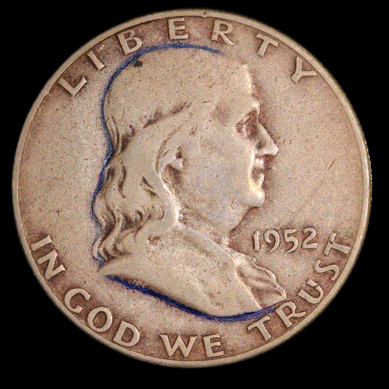 1952-S Franklin Half Dollar, VG-Grade