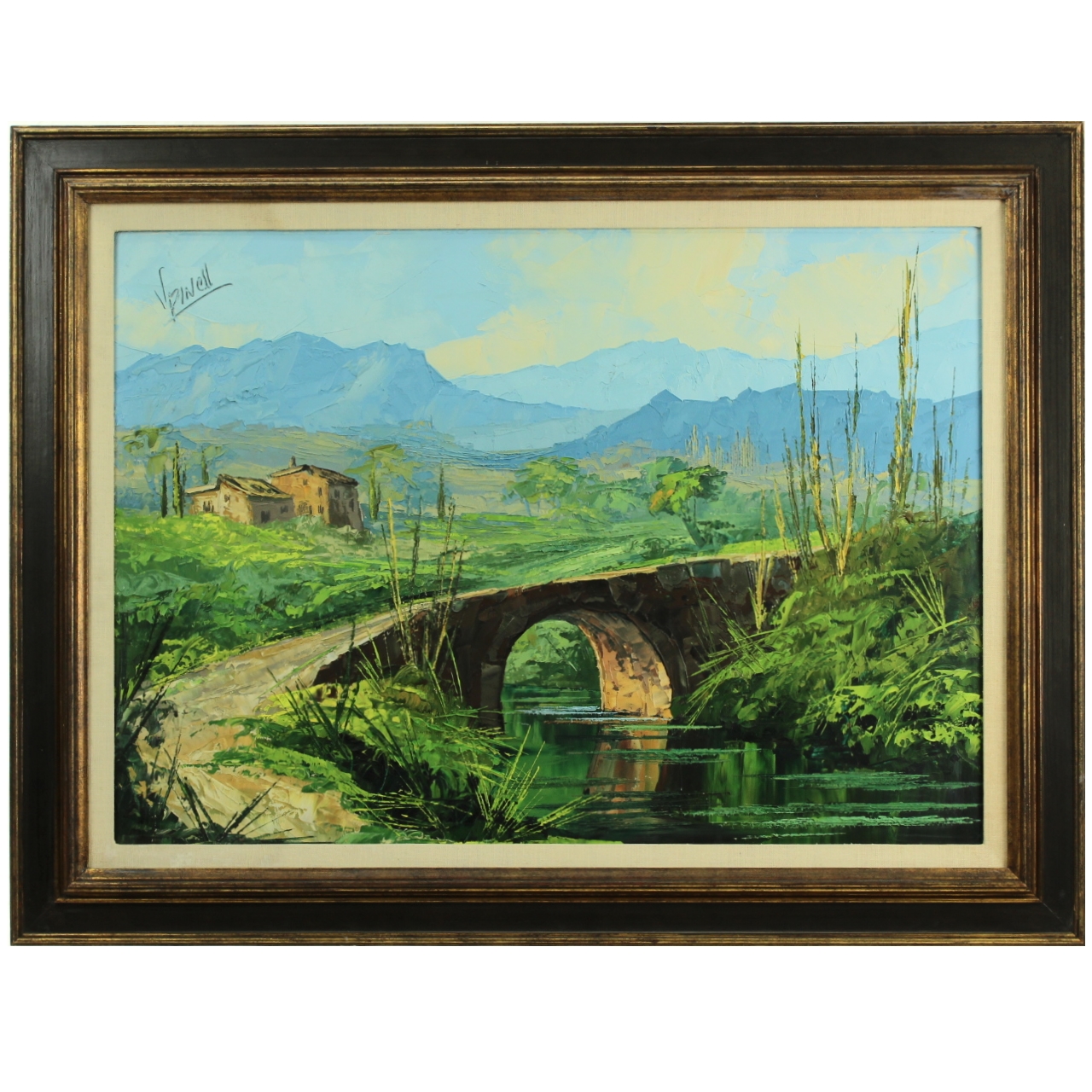 Oil on Board, by V. Pinnell, New Mexican Landscape